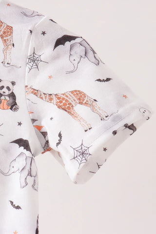 Boo At The Zoo Print Boy Romper