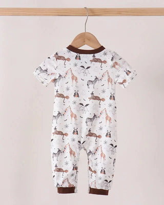 Boo At The Zoo Print Boy Romper