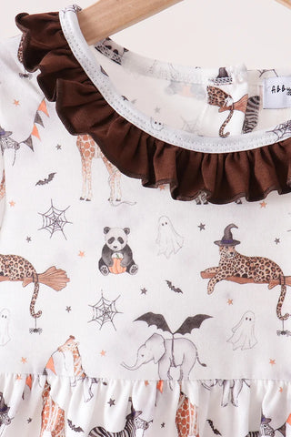 Boo At The Zoo Print Ruffle Pants Set