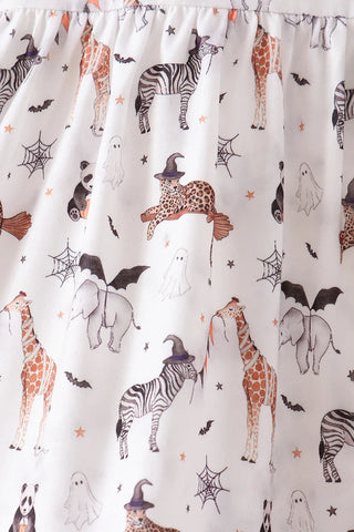 Boo At The Zoo Print Ruffle Pants Set