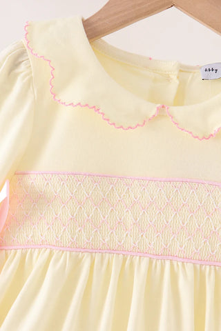 Jovie Cream Smocked Bow Dress
