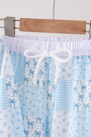 Blue Cottage Bows Mom & Me Pants Set
