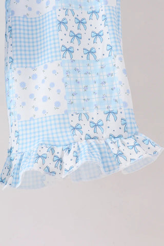Blue Cottage Bows Mom & Me Pants Set