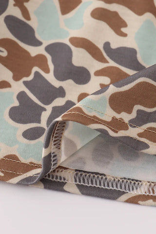 Black Camo Pumpkin Applique Ruffle Dress