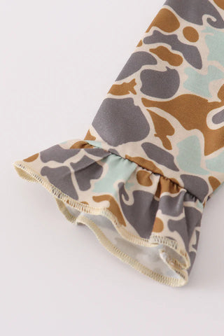 Camo Jack-O’-Lantern Applique Halloween Girl Bloomers Set