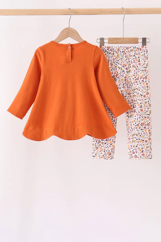 Copper Bloom Bow Ruffle Pants Set