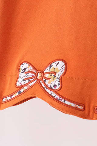 Copper Bloom Bow Ruffle Pants Set