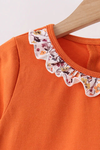 Copper Bloom Bow Ruffle Pants Set