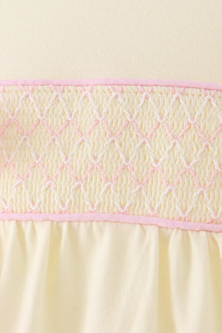 Jovie Cream Smocked Bow Bubble