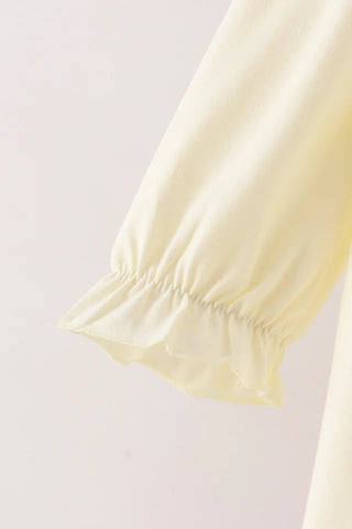 Jovie Cream Smocked Bow Girl Pants Set