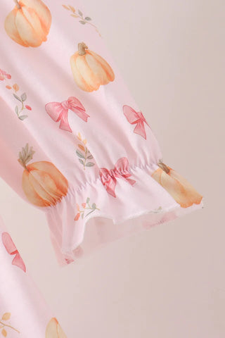 Pumpkin Bow Cottage Ruffle Dress