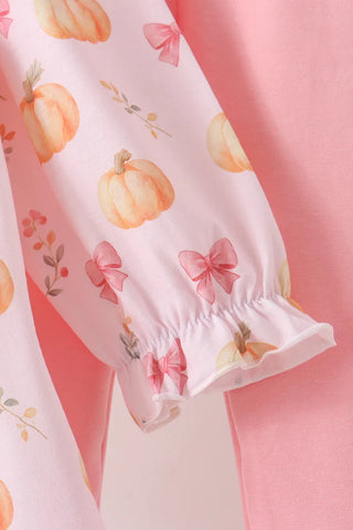 Pumpkin Bow Cottage Ruffle Pants Set