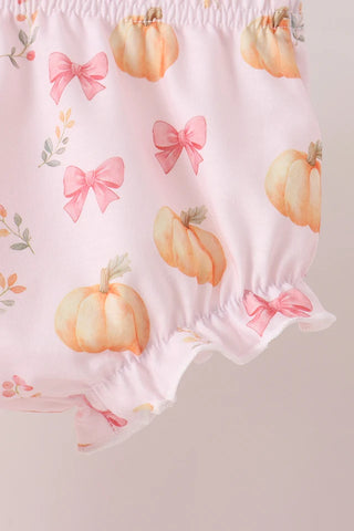 Pumpkin Bow Cottage Ruffle Bloomer Set