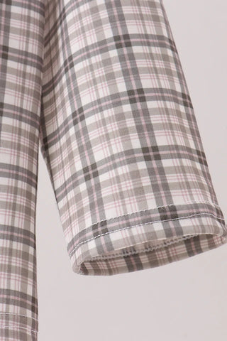Oat Olive Plaid Boy Button Shirt