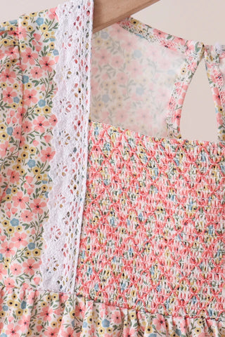 Morgan Floral Smocked Lace Ruffle Pants Set