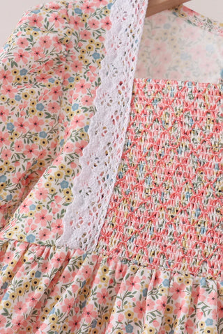 Morgan Floral Smocked Lace Ruffle Dress