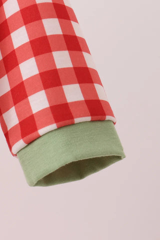 Merry Little Geese Embroidered Gingham Boy Romper