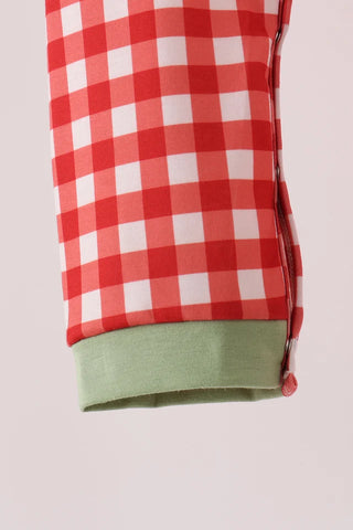Merry Little Geese Embroidered Gingham Boy Romper