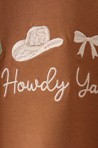 Howdy Y’all Embroidered Western Ruffle Bubble