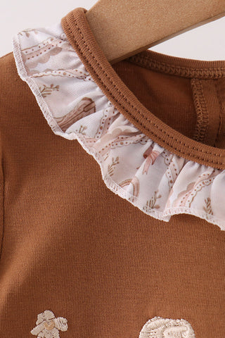Howdy Y’all Embroidered Western Ruffle Bubble