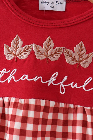 Thankful Season Embroidered Gingham Boy Bubble