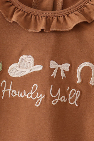Howdy Y’all Embroidered Western Ruffle Pants Set