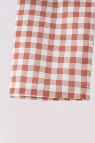 Gingham Gobbler Applique Boy Pants Set