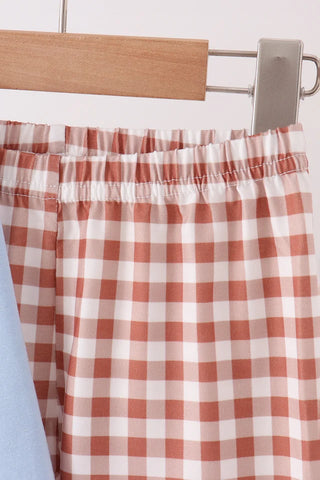 Gingham Gobbler Applique Boy Pants Set