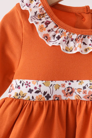 Bronwyn Orange Floral Ruffle Bloomer Set