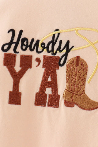 Howdy Y'all Boots Embroidered Boy Romper