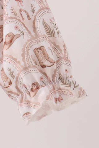 Howdy Y'all Embroidered Ruffle Bubble