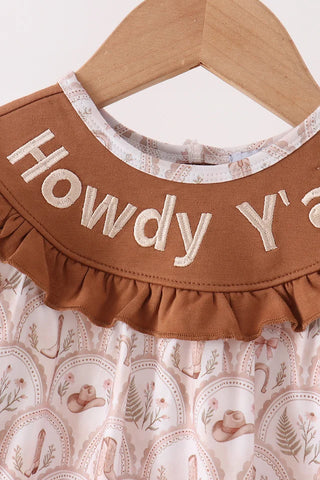 Howdy Y'all Embroidered Ruffle Bubble