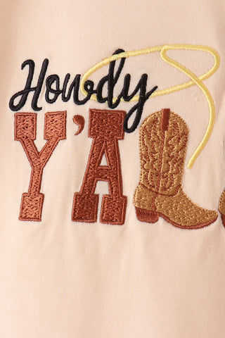 Howdy Y'all Boots Embroidered Boy Pants Set