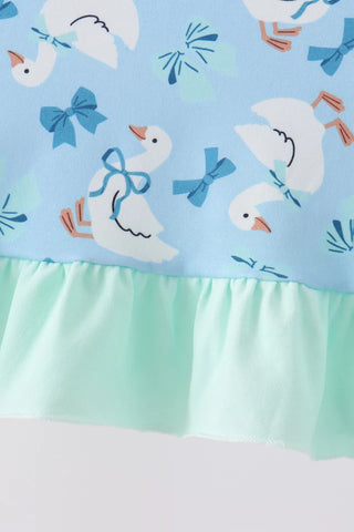 Sweet Little Waddle Embroidered Ruffle Dress