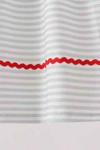 Ho Ho Ho Santa Applique Stripe Ruffle Dress