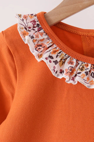 Bronwyn Orange Floral Ruffle Pants Set