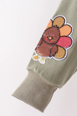 Turkey Day Sparkle Mom & Me Green Top