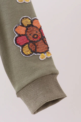 Turkey Day Sparkle Mom & Me Green Top