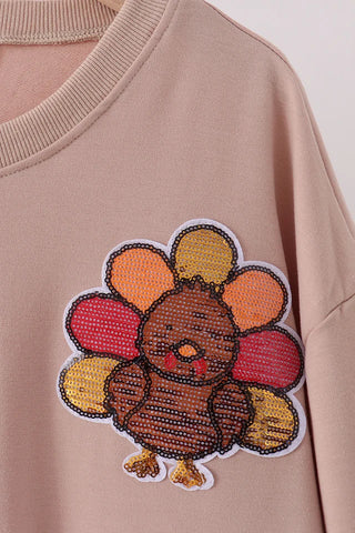 Turkey Day Sparkle Women’s Khaki Top