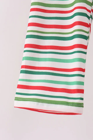 Santa’s Merry Stripes Applique 2pc Boy Romper Set