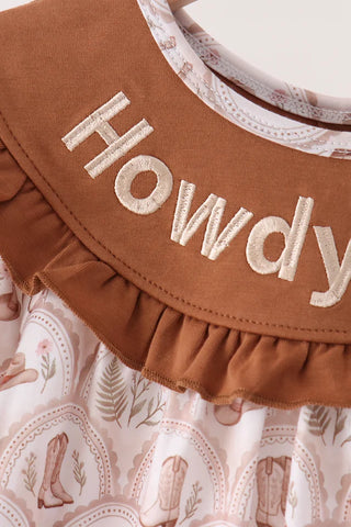 Howdy Y'all Embroidered Ruffle Dress