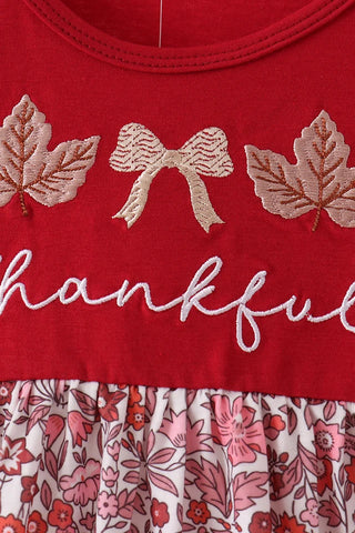 Thankful Season Embroidered Floral Ruffle Dress