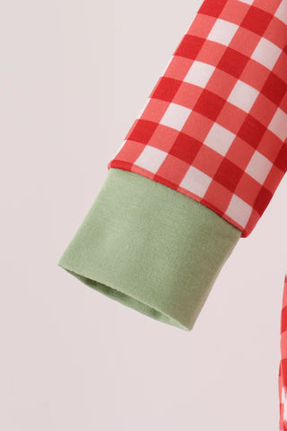 Merry Little Geese Embroidered Gingham Boy Bubble
