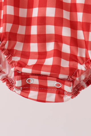 Merry Little Geese Embroidered Gingham Boy Bubble
