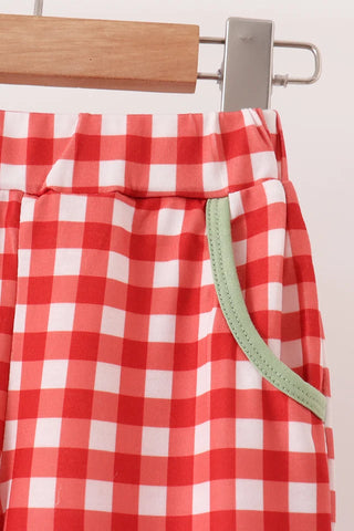 Merry Little Geese Embroidered Gingham Boy Pants Set