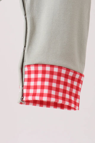 Ho Ho Ho Santa Applique Gingham Boy Romper