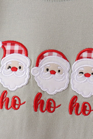 Ho Ho Ho Santa Applique Gingham Boy Romper