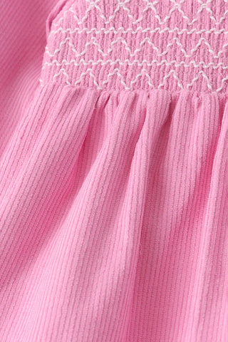 Sterling Pink Corduroy Lace Smocked Bloomer Set