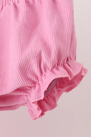 Sterling Pink Corduroy Lace Smocked Bloomer Set