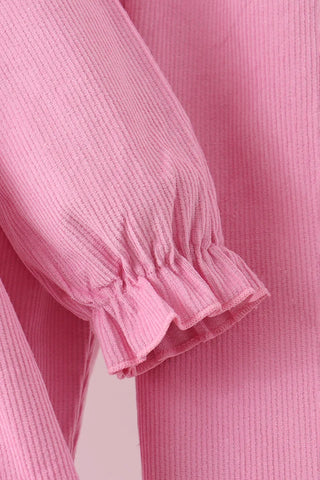 Sterling Pink Corduroy Lace Smocked Ruffle Pants Set